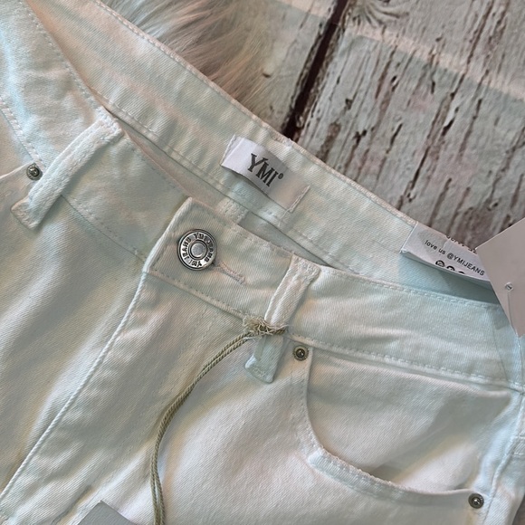 YMI  White Women's Casual  Flare Leg Jeans Raw Hem Bell Bottom Denim Pants - Picture 4 of 7